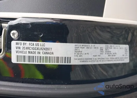 2020 Chrysler Pacifica Limited from USA, damaged, VIN 2C4RC1GGXLR243977